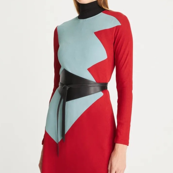 Tory Burch COLOR BLOCK HONEYCOMB JERSEY DRESS - Picture 1 of 6